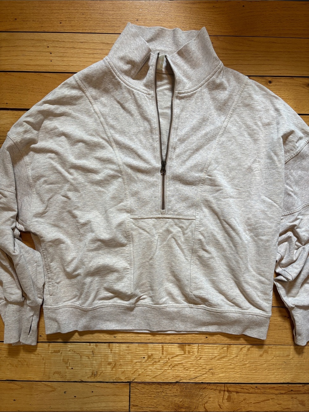 FP Movement by Free People Women's Light Oatmeal Half-Zip Pullover